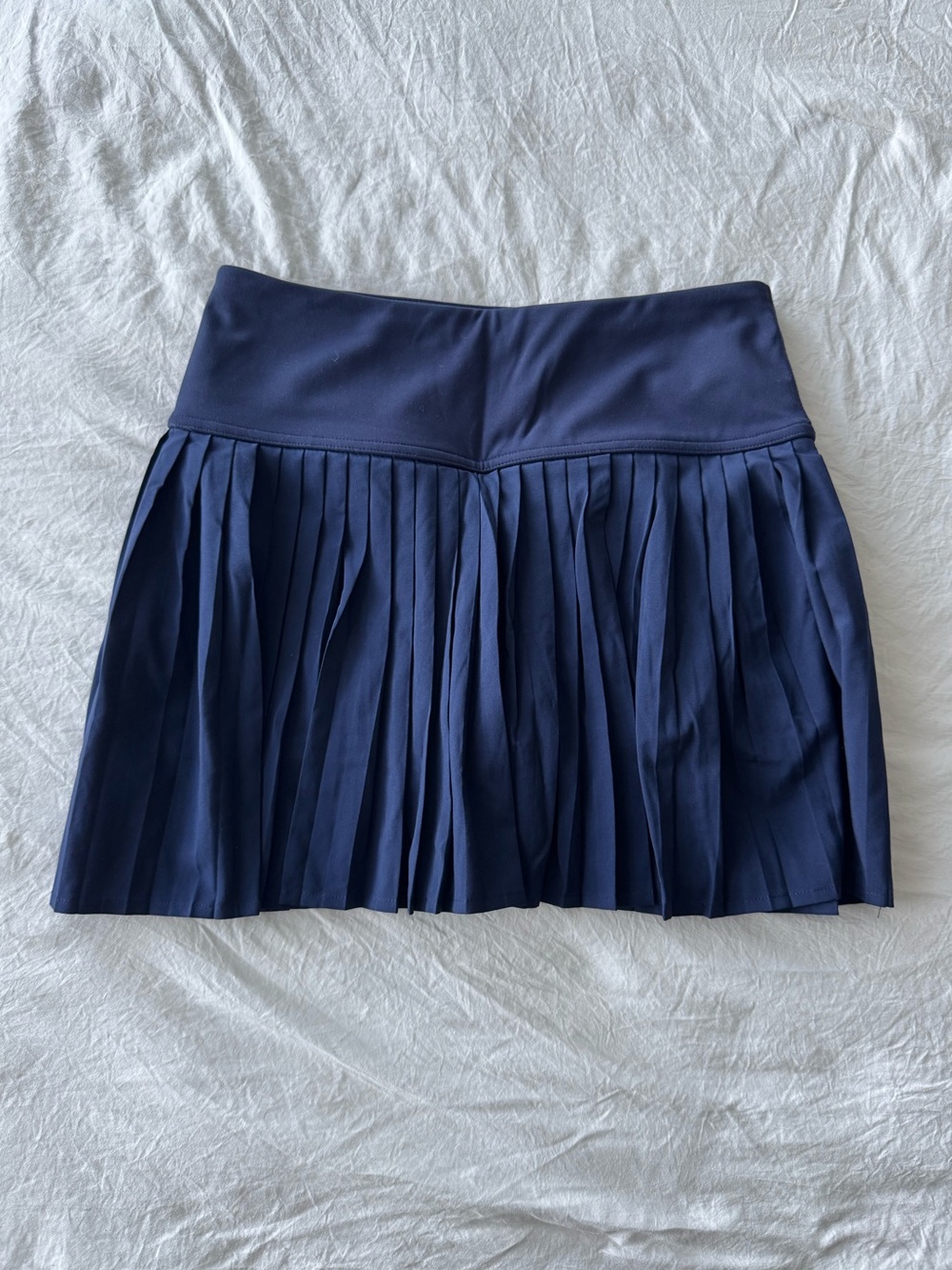 Fabletics Navy Pleated Mini Skirt with Wide Waistband